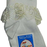 Soft Touch Jester Short Lace & Bow Ankle Sock - Ivory
