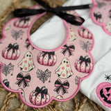 Baby Girls Halloween Pumpkin Handmade Baby grow and Bib