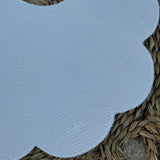 Personalised Spanish White With White Flowers Scallop Bib