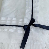 Boys Navy Blue waffle Trim Shawl