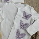 Baby Girls Lilac Butterfly Baby Grow With Hat