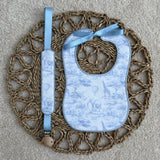 Baby's Safari Blue Handmade Bib & Dummy Clip