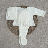 Baby Girls Ivory Lace Knitted 3 Piece