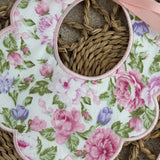 Baby Girls Flower Scallop Handmade Bib & Dummy Clip
