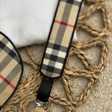 Baby’s Unisex Checked inspired Handmade Sleepsuit, Bib & Dummy Clip Set