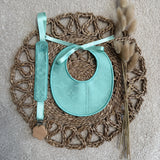 Baby Boy Mint Round Handmade Bib & Dummy Clip