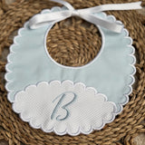 Baby Boys Blue Scallop Bib