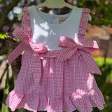 Baby Girls Pink Gingham Summer Frill Dress