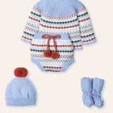 NEW SEASON Mac ilusion Boy's Blue Jacquard Knitted 4 Piece - 3 Month