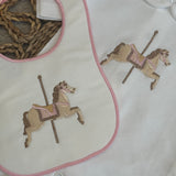 Baby Girls White Horse Sleepsuit & Bib Set