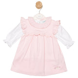 Girls Pink Mintini Scalloped Pinafore with Collar & Matching White Top with Cuff