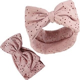 Soft Touch Baby Girls Broaderie Anglaise Headband with Matching Bow - Deep Pink