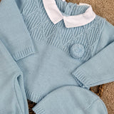 Baby Boy's Blue Pom Spanish Knitted Outfit