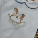 Baby Boys Blue Rocking Horse Sleepsuit
