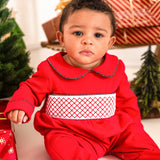 PRE-ORDER Baby Boys Red Christmas Smocked Sleepsuit