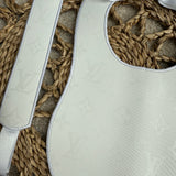 Baby’s White Monogram Bib & Dummy Clip