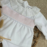 Baby Girl’s Evie White & Pink Smocked 2 Piece