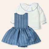 NEW SEASON Mac ilusion Baby Girls Blue Stipe Shirt & Romper - 6 Months
