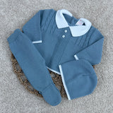 Baby Boy's Blue Cable Spanish Knitted Outfit