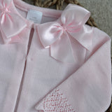 Baby Girls Pink Cardigan Two Satin Bows