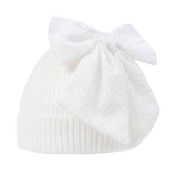 Perfect Little Thing Girls Ribbed Waffle Bow Hat - White