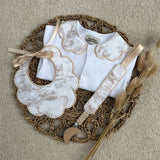 Unisex Baby Safari Handmade Sleepsuit and Bib