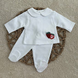 Personalised White Strawberry Two Piece Set | Coming Home Outfit Handmade