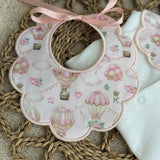 Baby Girls Pink Scalloped Hot air Balloon Sleepsuit & Bib Set