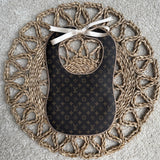 Baby’s Brown Vintage Bib & Dummy Clip