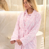 PRE ORDER Luxury Pink Safari Toile Women’s Summer Dressing Gown – Lightweight Cotton Robe