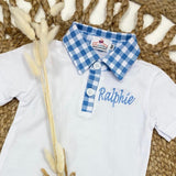 Boys Blue Gingham All In One