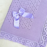 Baby's Lace Lilac Shawl With Lilac Trim