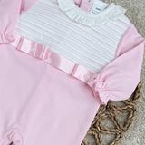 Baby Girls Pink Ribbon Sleepsuit