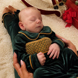PRE-ORDER The Mayfair Collection Emerald Edition – Baby Boys’ Personalised Luxury Velvet Christmas Sleepsuit