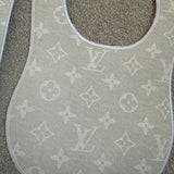 Baby's Beige Handmade Bib & Dummy Clip Set