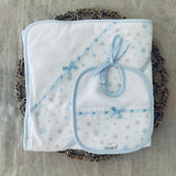 Perfect Little Thing Boys Star Print Hooded Towel and Bib Set - Blue