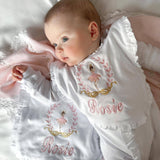 Baby Girls Personalised Set Sleepsuit, Bib & Burp Cloth