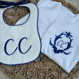 Baby's Personalised Monogram Sleepsuit & Bib Gift Set