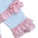 Girls White & Pink Personalised Frilly Pyjamas