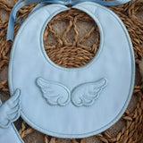 Handmade Baby Blue Angel Wings Bib & Dummy Clip Set | Luxury Spanish Fabric | Personalised | Made to Order