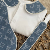 Boys Blue Louis Handmade Sleepsuit, Dummy Clip & Bib Set