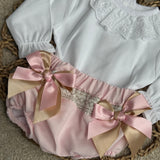 Baby Girl's Ivory Top & Pink Bloomers
