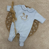 Baby Boys Blue Rocking Horse Sleepsuit