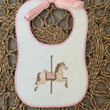 Baby Girls White Horse Sleepsuit & Bib Set