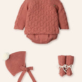 NEW SEASON MAC ilusion Boys Rust Knitted 4 Piece Outfit - 3 Months