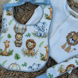 Personalised Safari Baby Sleepsuit Set with Bib & Dummy Clip