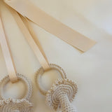 Handmade Beige Crochet Dummy Decoration with Satin Bow – Luxury Pram, Crib & Nursery Accessory