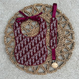 Baby's Red inspired Dior Bib & Dummy Clip Set