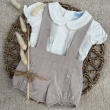 Girls Begie Dungaree Set 3 Months