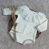 Baby Girls Ivory Lacey Knitted Romper